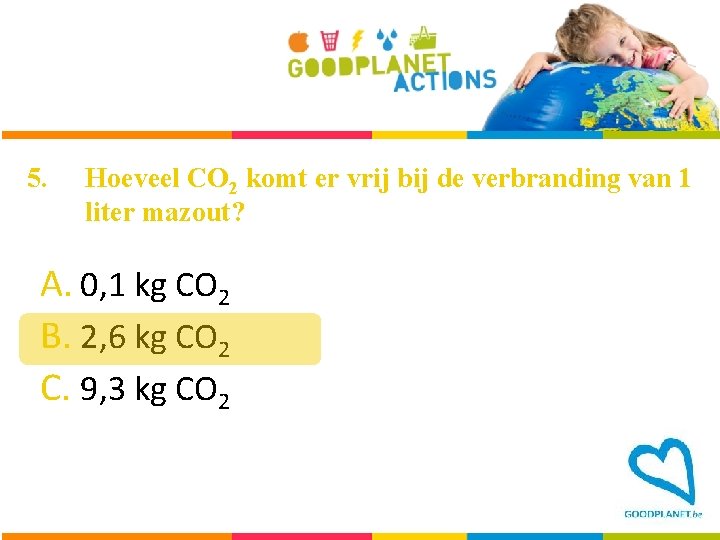 5. Hoeveel CO 2 komt er vrij bij de verbranding van 1 liter mazout?