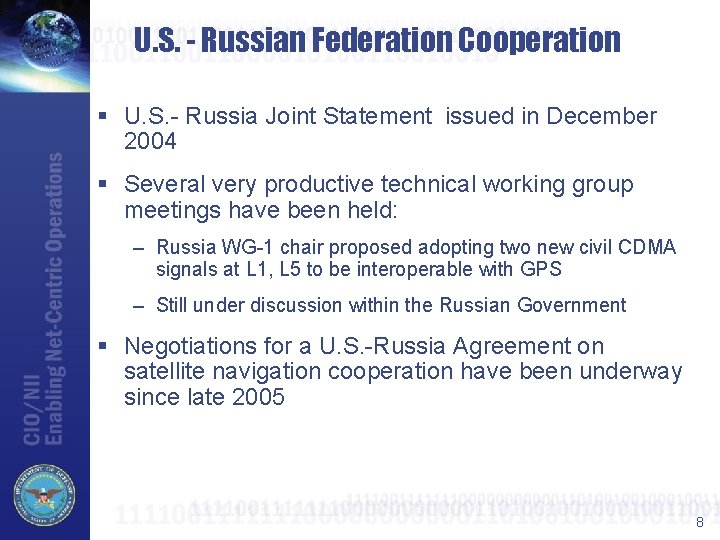 U. S. - Russian Federation Cooperation § U. S. - Russia Joint Statement issued