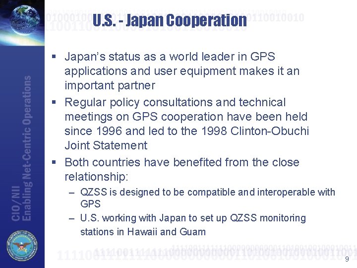 U. S. - Japan Cooperation § Japan’s status as a world leader in GPS