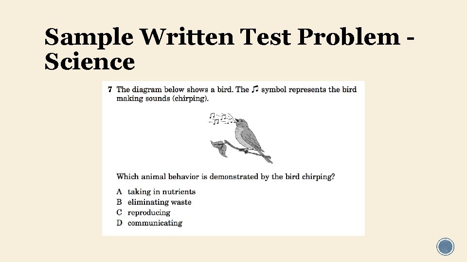 Sample Written Test Problem Science 
