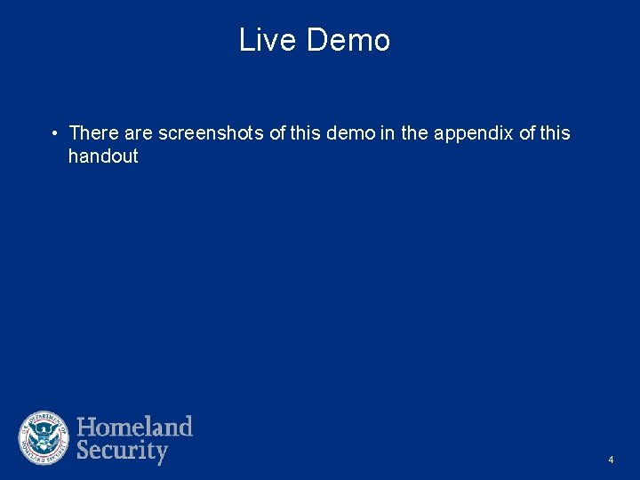 Live Demo • There are screenshots of this demo in the appendix of this
