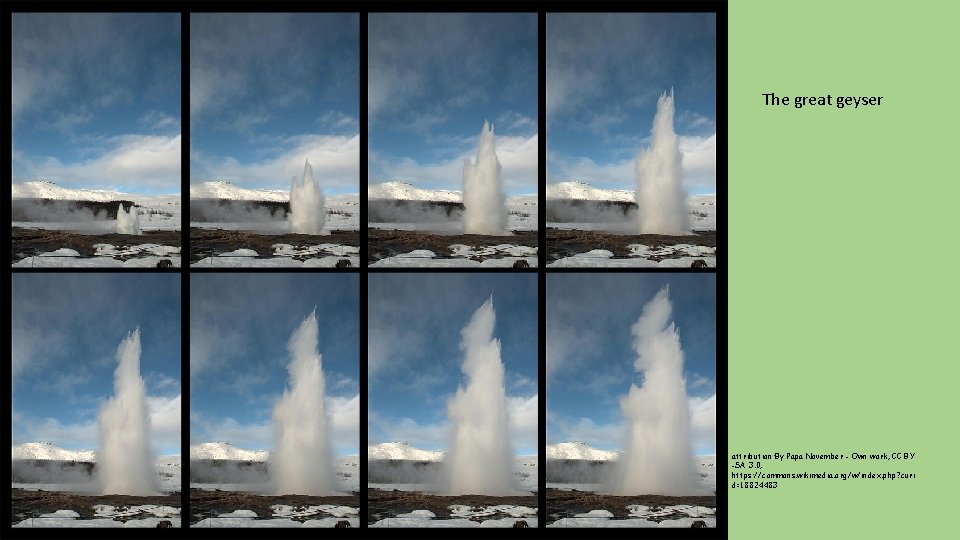 The great geyser attribution: By Papa November - Own work, CC BY -SA 3.