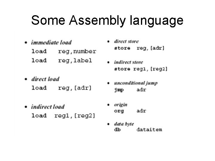 Some Assembly language  Some Assembly language