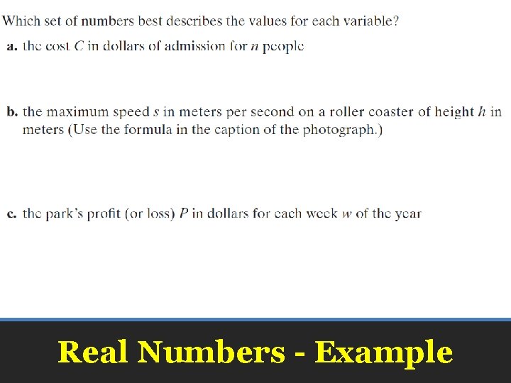 Real Numbers - Example 