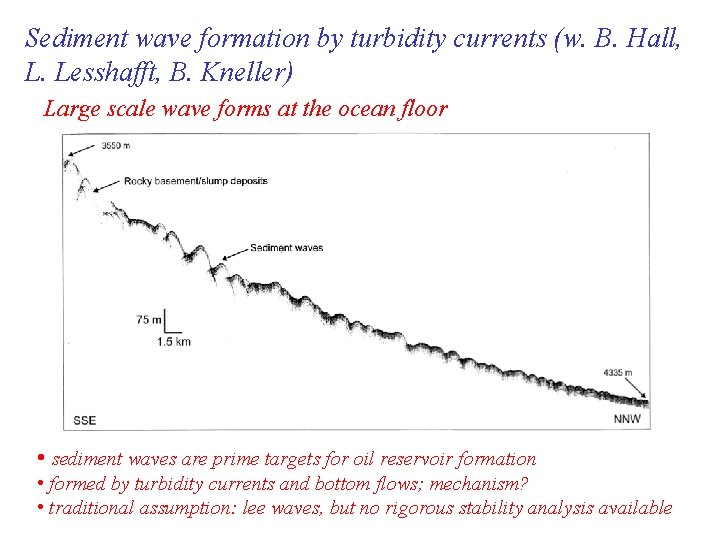 Sediment wave formation by turbidity currents (w. B. Hall, L. Lesshafft, B. Kneller) Large