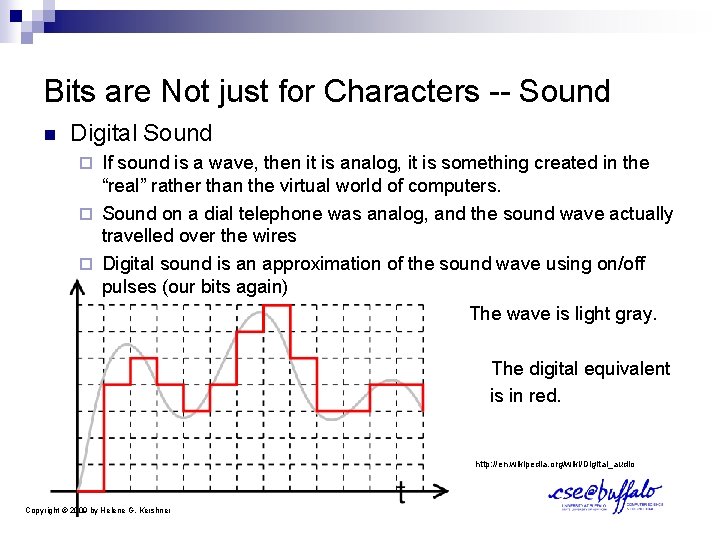 Bits are Not just for Characters -- Sound n Digital Sound If sound is