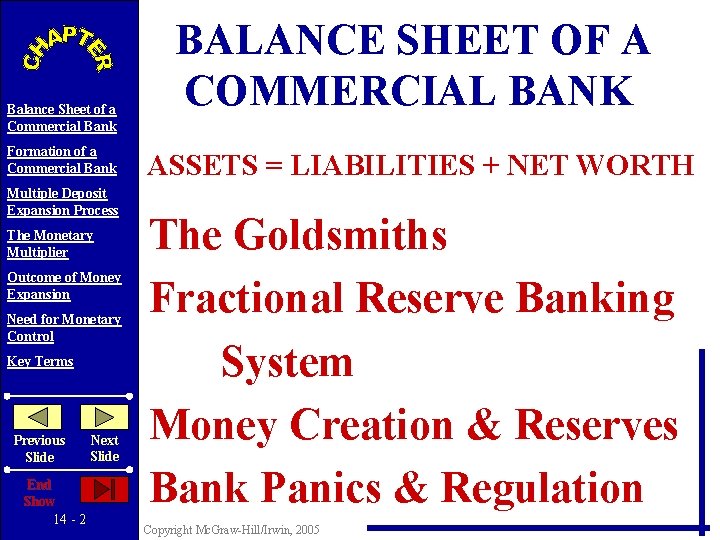 Balance Sheet of a Commercial Bank Formation of a Commercial Bank Multiple Deposit Expansion