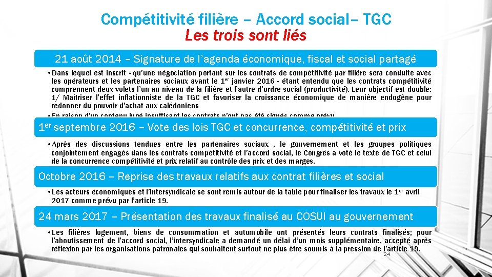Compétitivité filière – Accord social– TGC Les trois sont liés 21 août 2014 –