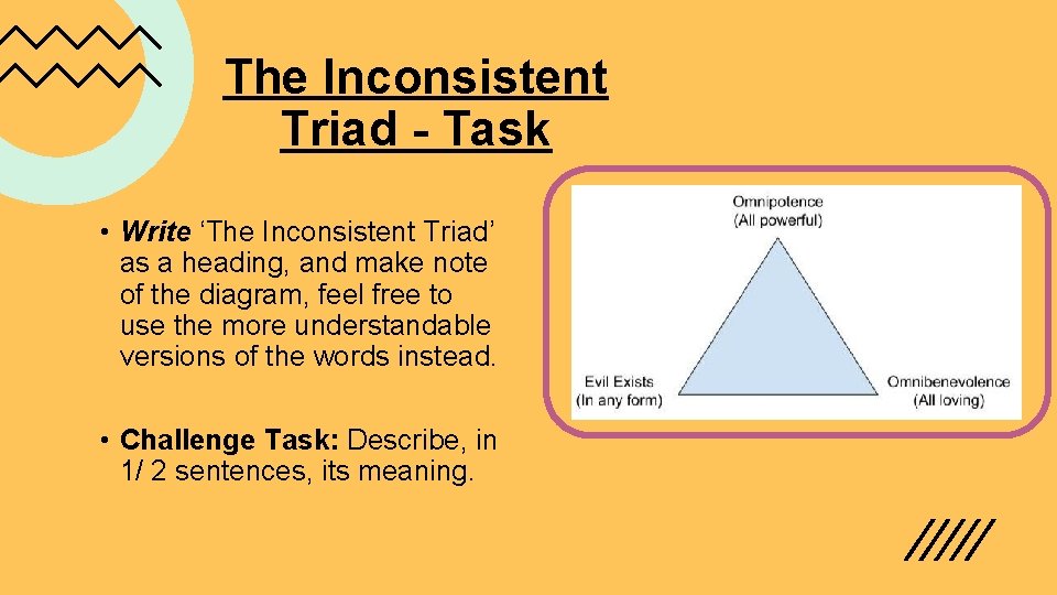 The Inconsistent Triad - Task • Write ‘The Inconsistent Triad’ as a heading, and