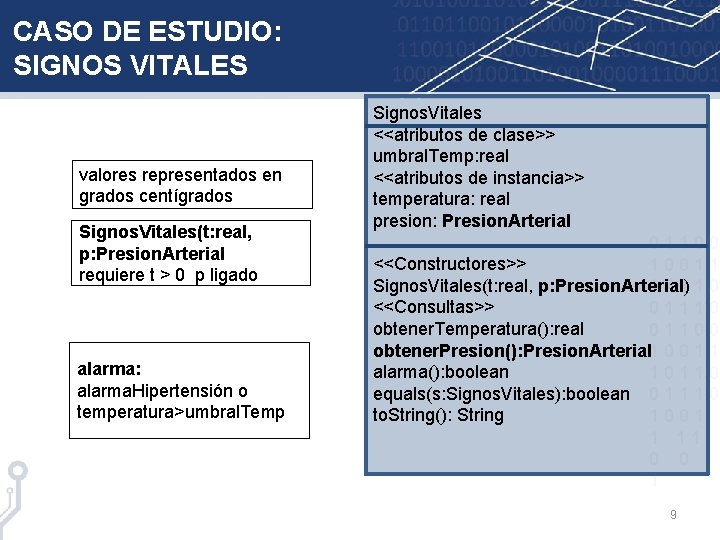 CASO DE ESTUDIO: SIGNOS VITALES valores representados en grados centígrados Signos. Vitales(t: real, p: