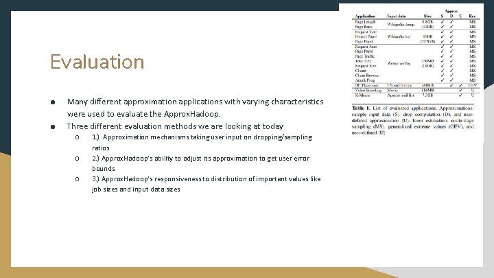 Evaluation ● ● Many different approximation applications with varying characteristics were used to evaluate