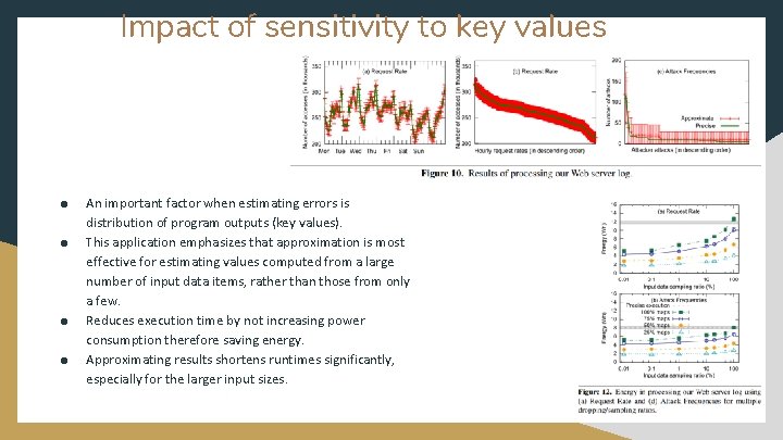 Impact of sensitivity to key values ● ● An important factor when estimating errors