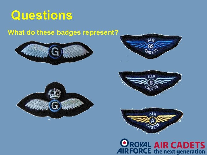 Questions What do these badges represent? 