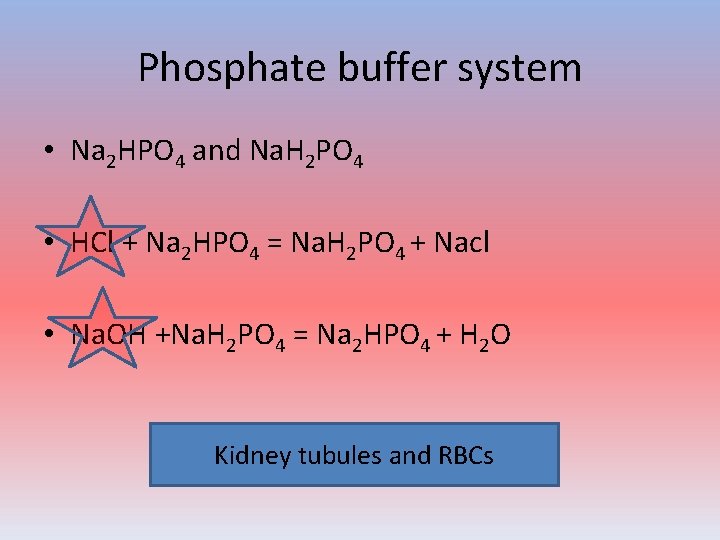 Phosphate buffer system • Na 2 HPO 4 and Na. H 2 PO 4