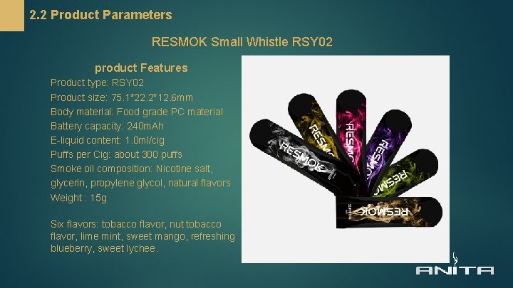 2. 2 Product Parameters RESMOK Small Whistle RSY 02 product Features Product type: RSY