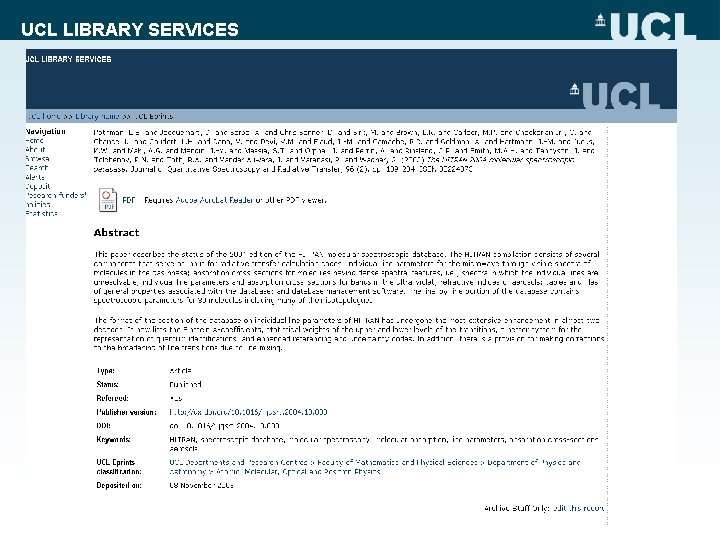 UCL LIBRARY SERVICES 