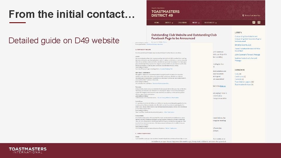 From the initial contact… Detailed guide on D 49 website 