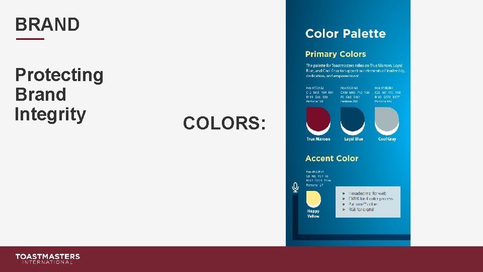 BRAND Protecting Brand Integrity COLORS: 