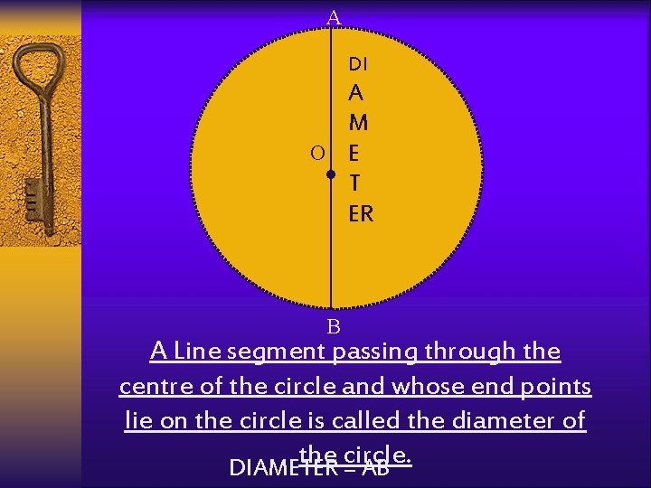 A DI A M O E T ER . B A Line segment passing