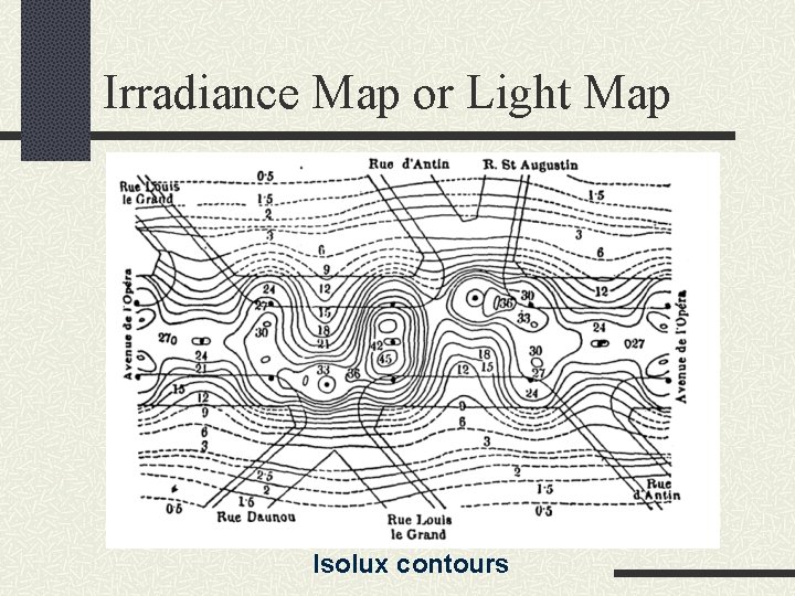 Irradiance Map or Light Map Isolux contours 