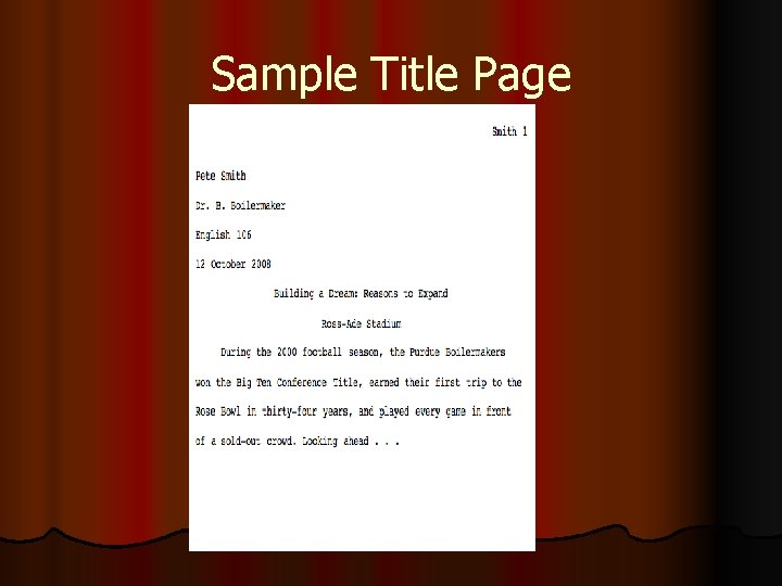 Sample Title Page 