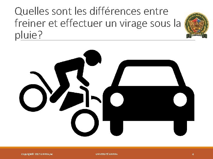 Quelles sont les différences entre freiner et effectuer un virage sous la pluie? Copyright©