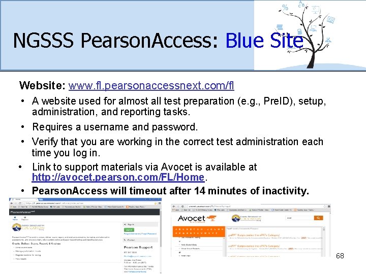 NGSSS Pearson. Access: Blue Site Website: www. fl. pearsonaccessnext. com/fl • A website used