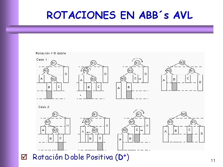 ROTACIONES EN ABB´s AVL þ Rotación Doble Positiva (D+) 11 