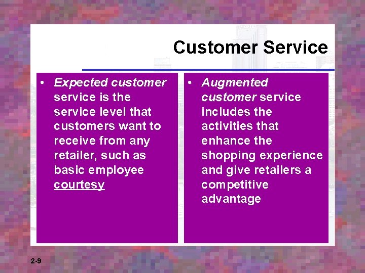 Customer Service • Expected customer service is the service level that customers want to