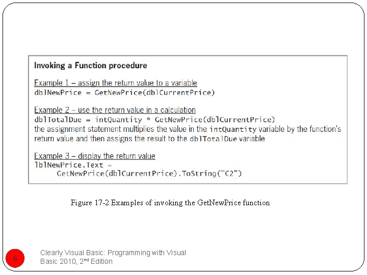 Figure 17 -2 Examples of invoking the Get. New. Price function 6 Clearly Visual