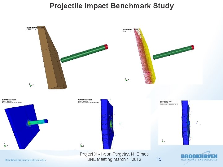 Projectile Impact Benchmark Study Project X - Kaon Targetry, N. Simos BNL Meeting March