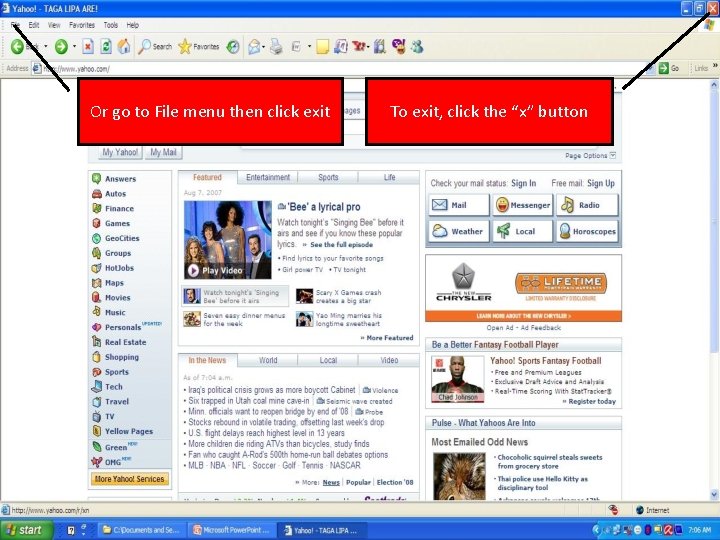 Or go to File menu then click exit To exit, click the “x” button
