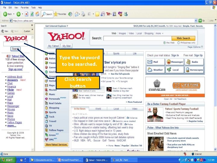 Type the keyword to be searched. Click Search button 