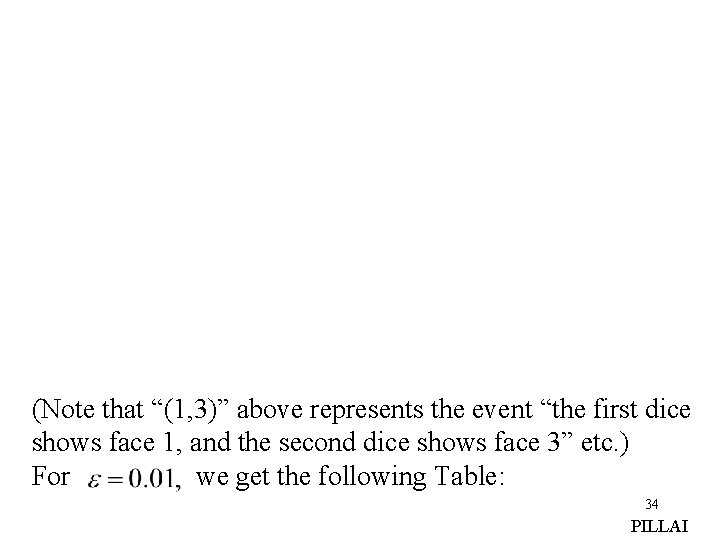 (Note that “(1, 3)” above represents the event “the first dice shows face 1,