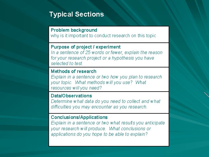 Typical Sections Problem background why is it important to conduct research on this topic