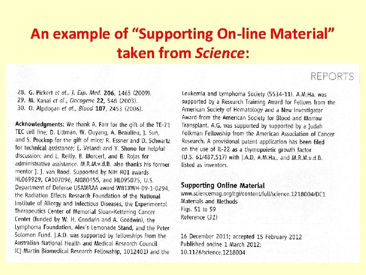 An example of “Supporting On-line Material” taken from Science: 