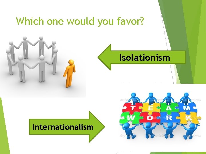 Which one would you favor? Isolationism Internationalism 