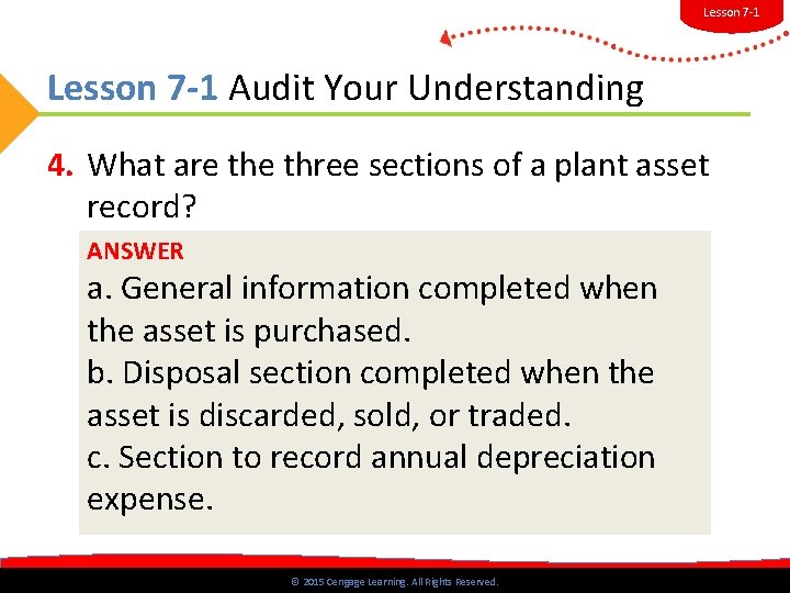 Lesson 7 -1 Audit Your Understanding 4. What are three sections of a plant
