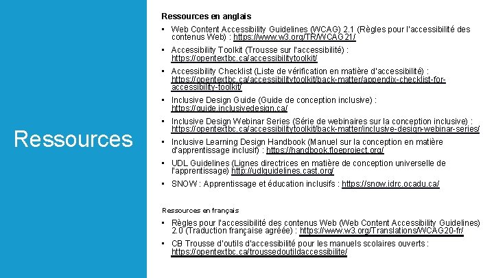 Ressources en anglais • Web Content Accessibility Guidelines (WCAG) 2. 1 (Règles pour l’accessibilité