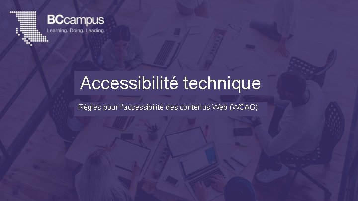 Accessibilité technique Règles pour l’accessibilité des contenus Web (WCAG) 