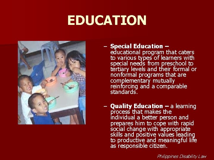 EDUCATION – Special Education – educational program that caters to various types of learners