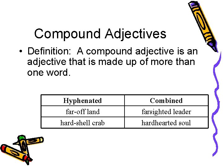Compound Adjectives • Definition: A compound adjective is an adjective that is made up
