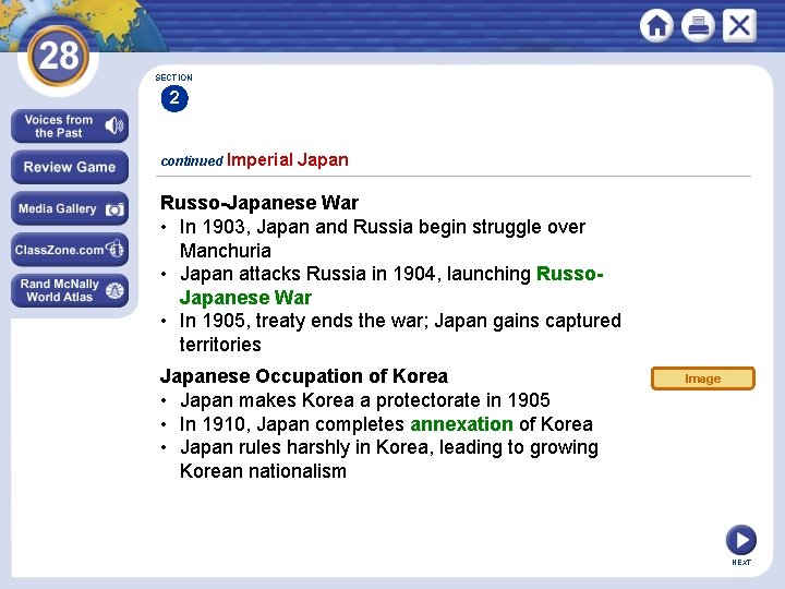 SECTION 2 continued Imperial Japan Russo-Japanese War • In 1903, Japan and Russia begin