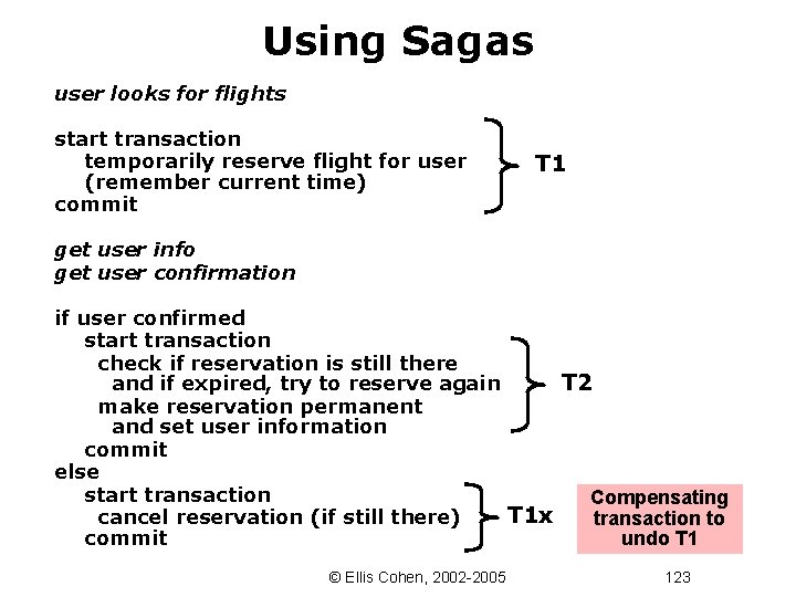 Using Sagas user looks for flights start transaction temporarily reserve flight for user (remember