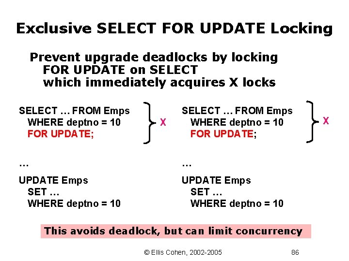 Exclusive SELECT FOR UPDATE Locking Prevent upgrade deadlocks by locking FOR UPDATE on SELECT