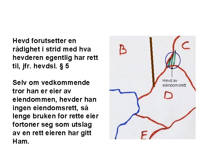 Hevd forutsetter en rådighet i strid med hva hevderen egentlig har rett til, jfr.