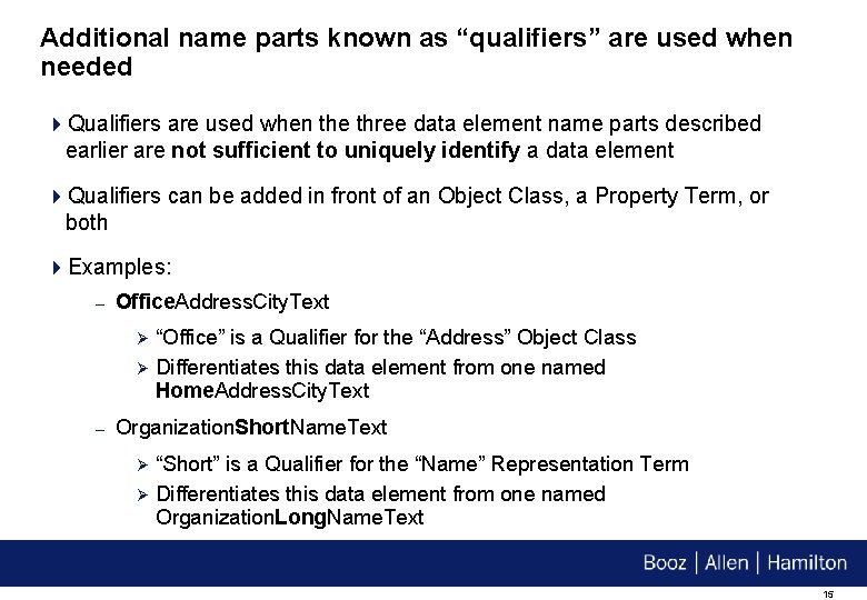 Additional name parts known as “qualifiers” are used when needed 4 Qualifiers are used