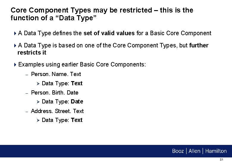 Core Component Types may be restricted – this is the function of a “Data