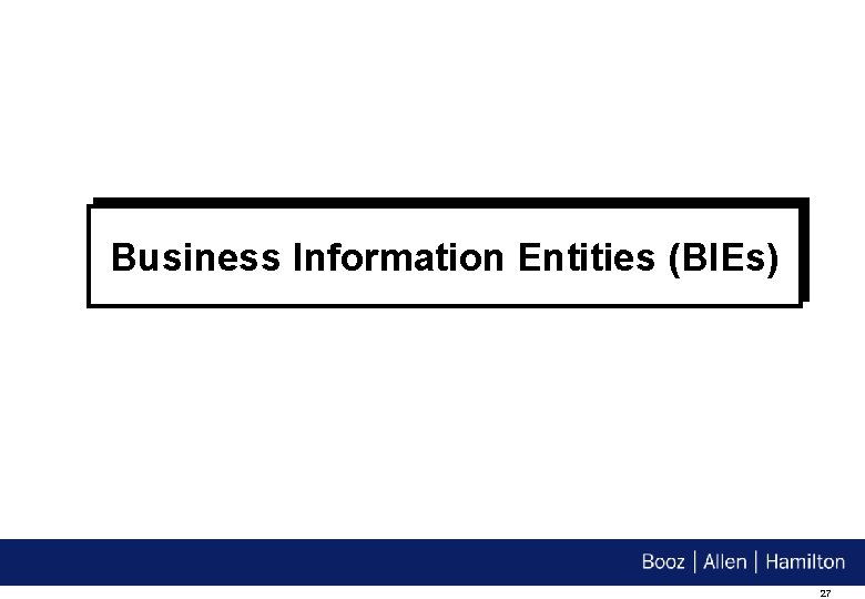 Business Information Entities (BIEs) 27 