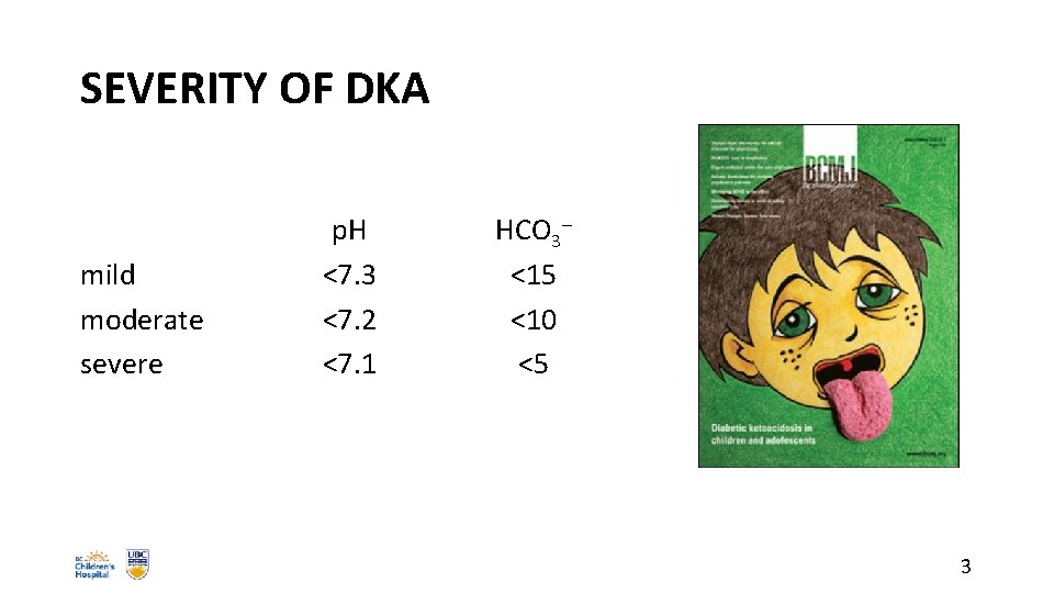 SEVERITY OF DKA mild moderate severe p. H <7. 3 <7. 2 <7. 1